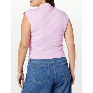 The Drop Women's Raylen Sleeveless Ruched Top, Pirouette Pink L