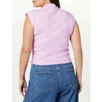 The Drop Women's Raylen Sleeveless Ruched Top, Pirouette Pink L