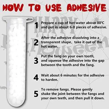 MUCCKEN 16 Pairs Vampire Teeth with Adhesive, 4 Size Vampire Fangs Halloween Decorations, Halloween Party Cosplay Props (13mm,15mm,17mm,19mm)