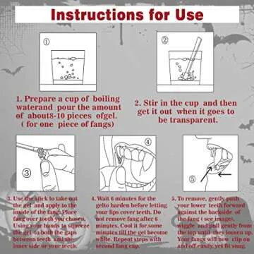 MUCCKEN 16 Pairs Vampire Teeth with Adhesive, 4 Size Vampire Fangs Halloween Decorations, Halloween Party Cosplay Props (13mm,15mm,17mm,19mm)