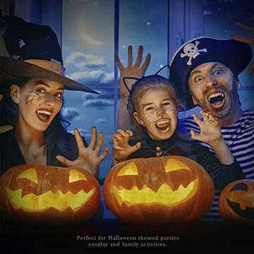 MUCCKEN 16 Pairs Vampire Teeth with Adhesive, 4 Size Vampire Fangs Halloween Decorations, Halloween Party Cosplay Props (13mm,15mm,17mm,19mm)