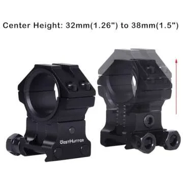 WestHunter Optics Adjustable Height Picatinny Scope Rings, 1 Inch 30 mm Precision Scope Mount | Brown
