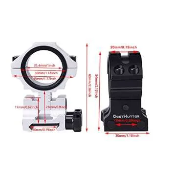 WestHunter Optics Adjustable Height Picatinny Scope Rings, 1 Inch 30 mm Precision Scope Mount | Brown