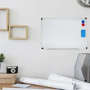 Recoefdo Magnetic Whiteboard 12" X 18", Wall Mounted Dry Erase Board Aluminum Frame for Office Home and School