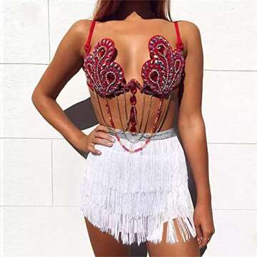 Rave Clothes Outfits Women White Fringe Skirt Tassel Space Cowgirl Costume Cowboy Outfit