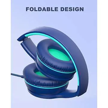 ELECDER i45 On-Ear Headphones with Microphone - Foldable Stereo Bass, Portable Wired Headphones with No-Tangle 1.5M Cord, 3.5MM Jack for School/Kids/Teens/Smartphones/Travel/Tablet - Blue