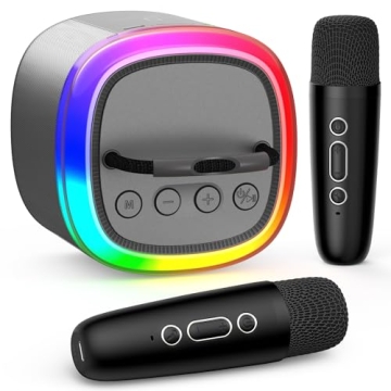 Mini Karaoke Machine for Kids - Bluetooth, 2 Mics