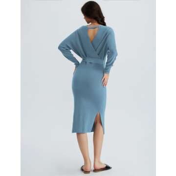 Buy CHERFLY V Neck Sweater Dress - Elegant & Comfy