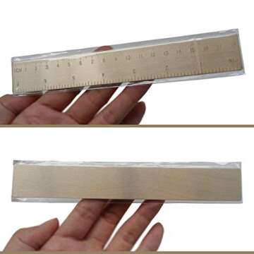 Small Metal Ruler 6 Inch (18cm) Brass Ruler for Bullet Journal with One Pen Holder for Notebooks