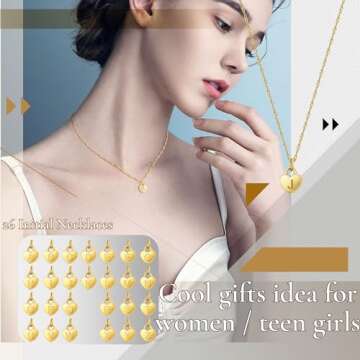 Btysun Initial Necklaces for Women Trendy 14k Gold Plated Necklace Tiny Letter A Necklace Initial He...
