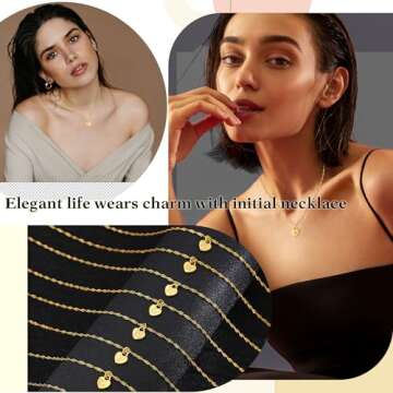 Btysun Initial Necklaces for Women Trendy 14k Gold Plated Necklace Tiny Letter A Necklace Initial Heart Pendant Choker Stocking Stuffers for Teens