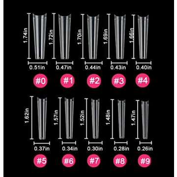 No C Curve Coffin Nail Tips, SWETIDY 200PCS Clear XXL Long Flattened False Nail Tips for Acrylic Nails Professional Half Cover with Case 10 Sizes