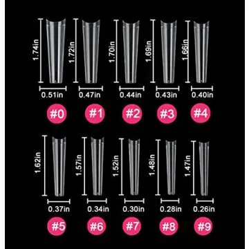 No C Curve Coffin Nail Tips, SWETIDY 200PCS Clear XXL Long Flattened False Nail Tips for Acrylic Nails Professional Half Cover with Case 10 Sizes