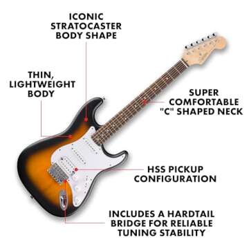 Fender Squier Debut Series Stratocaster HT HSS Electric Guitar, Beginner Guitar, 2-Year Warranty, In...