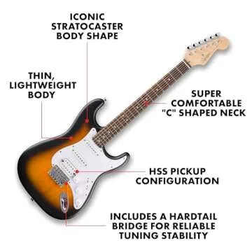 Fender Squier Debut Series Stratocaster HT HSS Electric Guitar, Beginner Guitar, 2-Year Warranty, In...