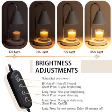 Marycele Candle Warmer Lamp with Timer, Electric Lamp Candle Warmer White, Birthday Gifts for Women, Bedroom Western Home Decor, Dimmable Wax Melt Warmer for Scented Wax with 2 Bulbs