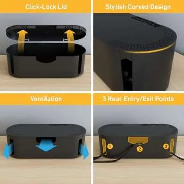 D-Line Cable Management Box for Cord Organization and Safety