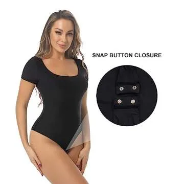 SHAPERX Women's Soft Scoop Neck Bodysuit for All Occasions
