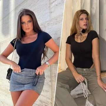 SHAPERX Women's Soft Scoop Neck Bodysuit for All Occasions