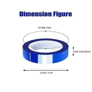 MEBMIK 4 Rolls 10mm x16m(52FT) Blue Heat Tape High Temperature Heat Resistant Tape Heat Transfer Tap...