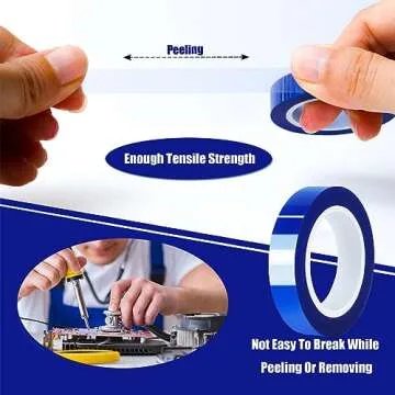 MEBMIK 4 Rolls 10mm x16m(52FT) Blue Heat Tape High Temperature Heat Resistant Tape Heat Transfer Tape for Heat Sublimation Press Vinyl,No Residue