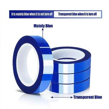 MEBMIK 4 Rolls 10mm x16m(52FT) Blue Heat Tape High Temperature Heat Resistant Tape Heat Transfer Tape for Heat Sublimation Press Vinyl,No Residue