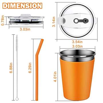 Rommeka Kids Tumblers with Lids and Straws, 5 Pack Upgrade 12oz Stainless Steel Unbreakable Toddler ...