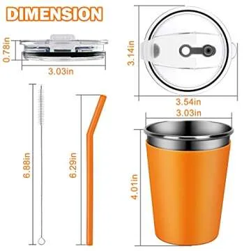 Rommeka Kids Tumblers with Lids and Straws, 5 Pack Upgrade 12oz Stainless Steel Unbreakable Toddler ...