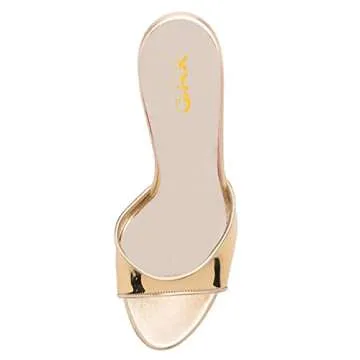 XYD Women Platform Slippers Slip On Stilettos Slides Sexy High Heel Mules Open Almond Toe Fashion Sandals Shoes Size 8 Gold