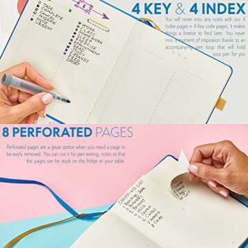 Little More Dot Grid Notebook - Dotted Notebook Journal Hardcover with Thick Paper - Leather Pocket Bullet Planner (7" x 5.5") - Small Diary with Numbered Pages with Pen Loop (Blue)