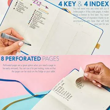 Little More Dot Grid Notebook - Dotted Notebook Journal Hardcover with Thick Paper - Leather Pocket Bullet Planner (7" x 5.5") - Small Diary with Numbered Pages with Pen Loop (Blue)