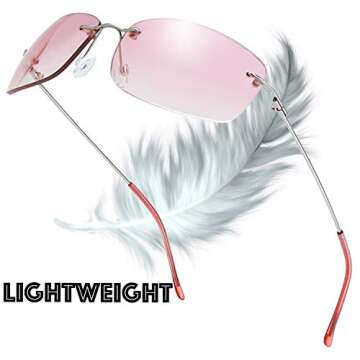 The Fresh Minimalist Small Rectangular Super Lightweight Sunglasses Clear Eyewear - Gift Box Package (101-Silver, Gradient Light Burgundy, 58)