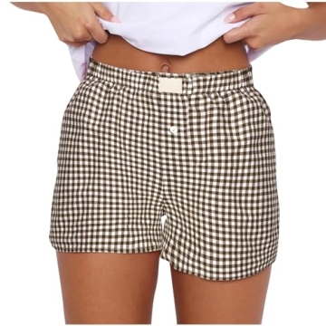 Women Y2K Cute Gingham Lounge Shorts for Stylish Comfort