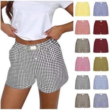 Women Y2K Cute Gingham Lounge Shorts for Stylish Comfort