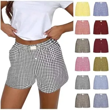 Women Y2K Cute Gingham Lounge Shorts for Stylish Comfort