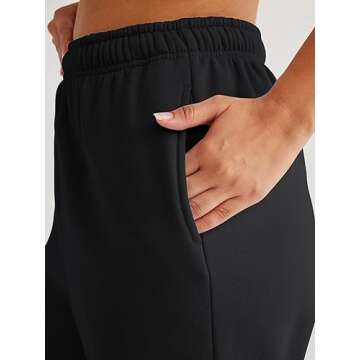 AUTOMET Womens Cargo Sweatpants Cinch Bottom Lounge Baggy Cotton Pants Joggers High Waist Fall Athletic Pant with Pockets Black L