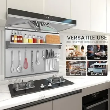 Stainless Steel Range Backsplash with Storage Shelf