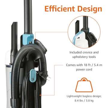 Amazon Basics Upright Bagless Vacuum Cleaner for Carpet and Hard Floors, With Crevice and Upholstery...