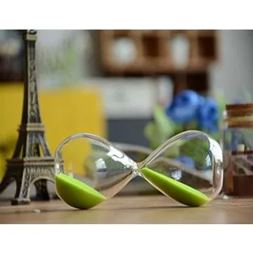 Large Fashion Colorful Sand Glass Sandglass Hourglass Timer Clear Smooth Glass Measures Home Desk Decor Xmas Birthday Gift (10 Minutes, Green)