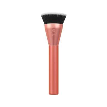 Real Techniques Snatch + Sculpt Contour Makeup Brush, For Liquid & Cream Contour & Bronzer, Flat Top & Oval Head For Blending & Buffing, Dense, Synthetic Bristles, Vegan & Cruelty Free, 1 Count