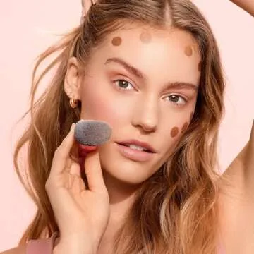 Real Techniques Snatch + Sculpt Contour Makeup Brush, For Liquid & Cream Contour & Bronzer, Flat Top & Oval Head For Blending & Buffing, Dense, Synthetic Bristles, Vegan & Cruelty Free, 1 Count