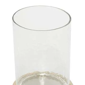 Deco 79 Wood Solid Hurricane Lamp, 6" x 6" x 10", Cream