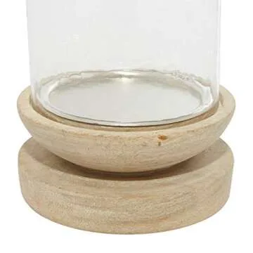 Deco 79 Wood Solid Hurricane Lamp, 6" x 6" x 10", Cream