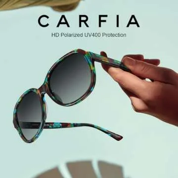 CARFIA Acetate Polarized Sunglasses for Women UV Protection Retro Trendy Big Sunnies CA2024 Turquoise