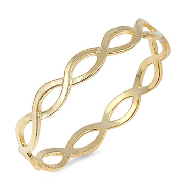 Gold-Tone Eternity Infinity Endless Ring Crafted from 925 Sterling Silver for Daily Elegance