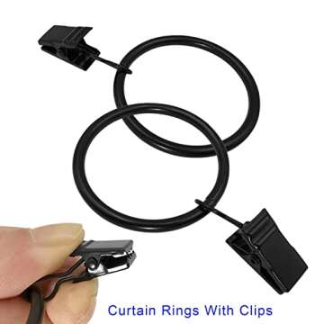 LLPJS 20 Pack Metal Curtain Rings with Clips for Drapery