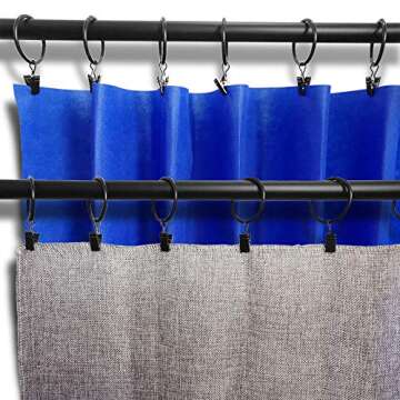 LLPJS 20 Pack Metal Curtain Rings with Clips for Drapery