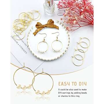 JIALEEY Wine Glass Charm Rings - 100 Gold Plated Hoops