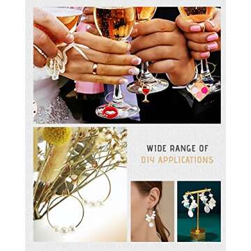 JIALEEY Wine Glass Charm Rings - 100 Gold Plated Hoops