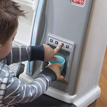 Step2 Lifestyle Custom Kids Kitchen Playset, Indoor/Outdoor Kitchenette, Interactive Play with Lights and Sounds, Made of Durable Plastic, 20 Piece Toy Accessories, Toddlers 2+ Years Old, Tan